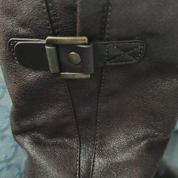 BareTraps Brown Leather Strap Mid Calf Boots - Picture 3 of 9